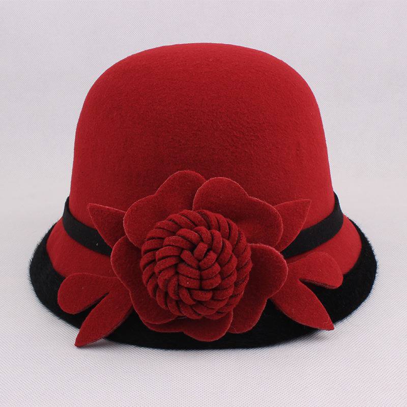 Naisten Lämmin Villahattu Flower Ethnic Bucket -hattu