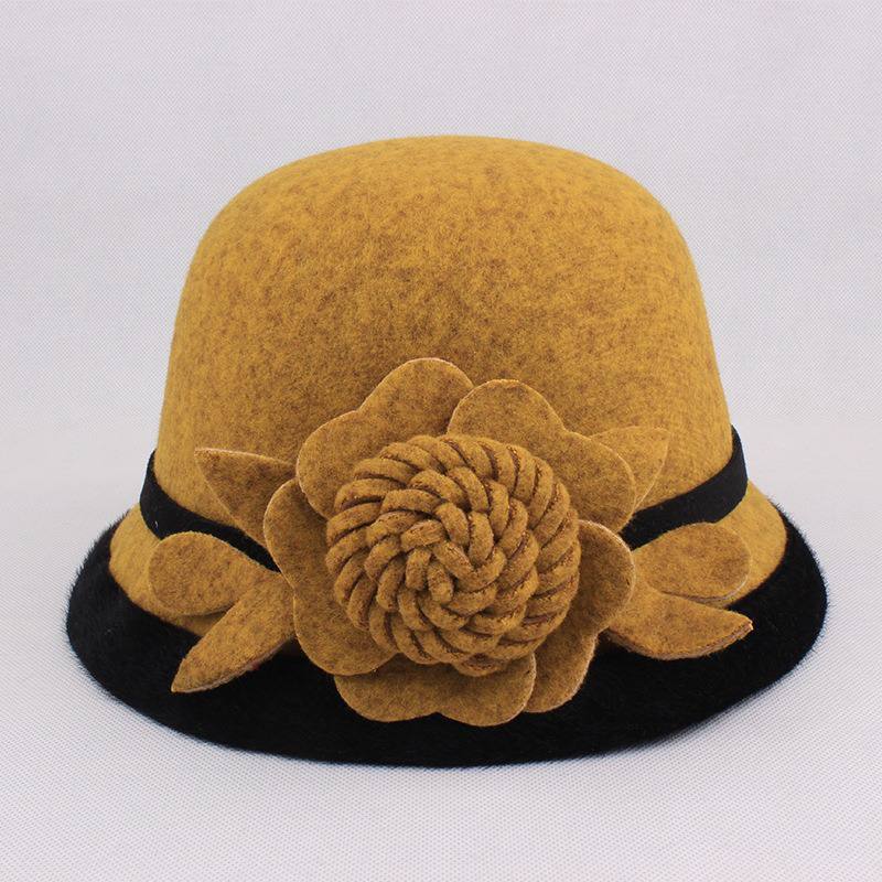 Naisten Lämmin Villahattu Flower Ethnic Bucket -hattu