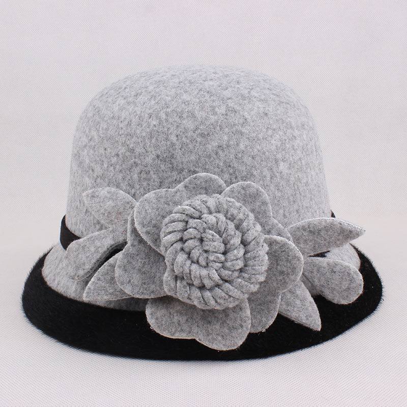 Naisten Lämmin Villahattu Flower Ethnic Bucket -hattu
