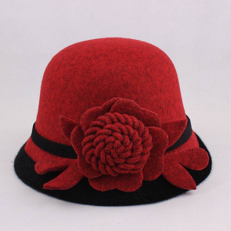 Naisten Lämmin Villahattu Flower Ethnic Bucket -hattu
