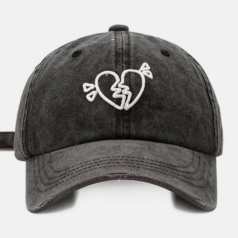 Unisex Love Embroidery Pehmeä Baseball-lippis Outdoor Kaareva Reuna Säädettävä Hengittävä Aurinkosuojalippis