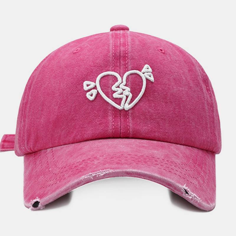 Unisex Love Embroidery Pehmeä Baseball-lippis Outdoor Kaareva Reuna Säädettävä Hengittävä Aurinkosuojalippis